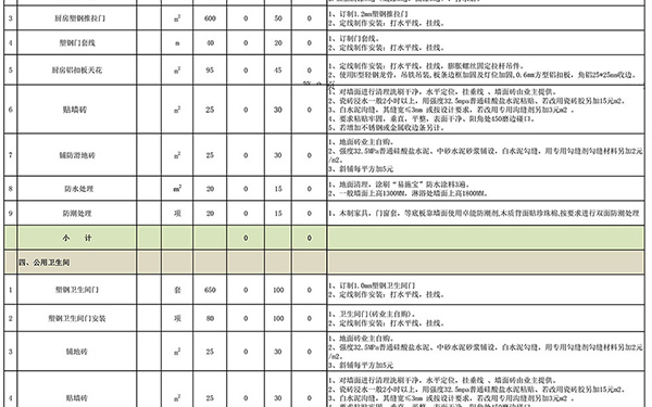 毛坯房裝修報(bào)價(jià)單