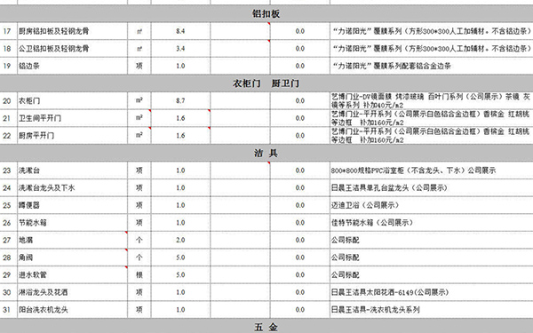 裝修報價單明細(xì)